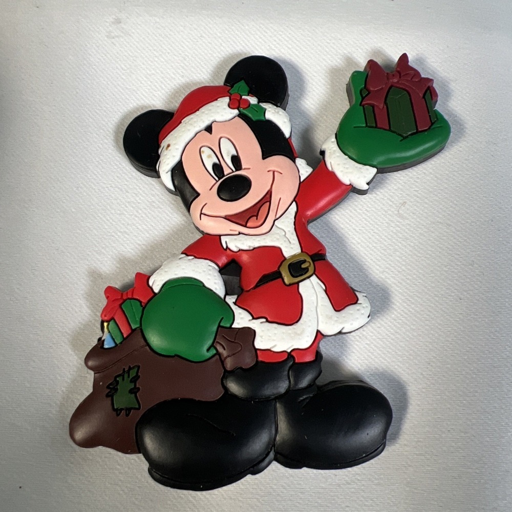 Disney Mickey Santa Christmas Magnet Vintage Approx 4" × 4"